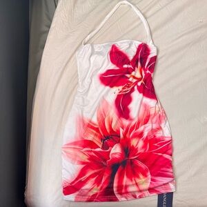 Halter top mini floral dress